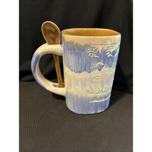 Cozumel Gecko Souvenir Mug & Spoon Set - My Cafe Handcrafted Drip Glaze Pottery